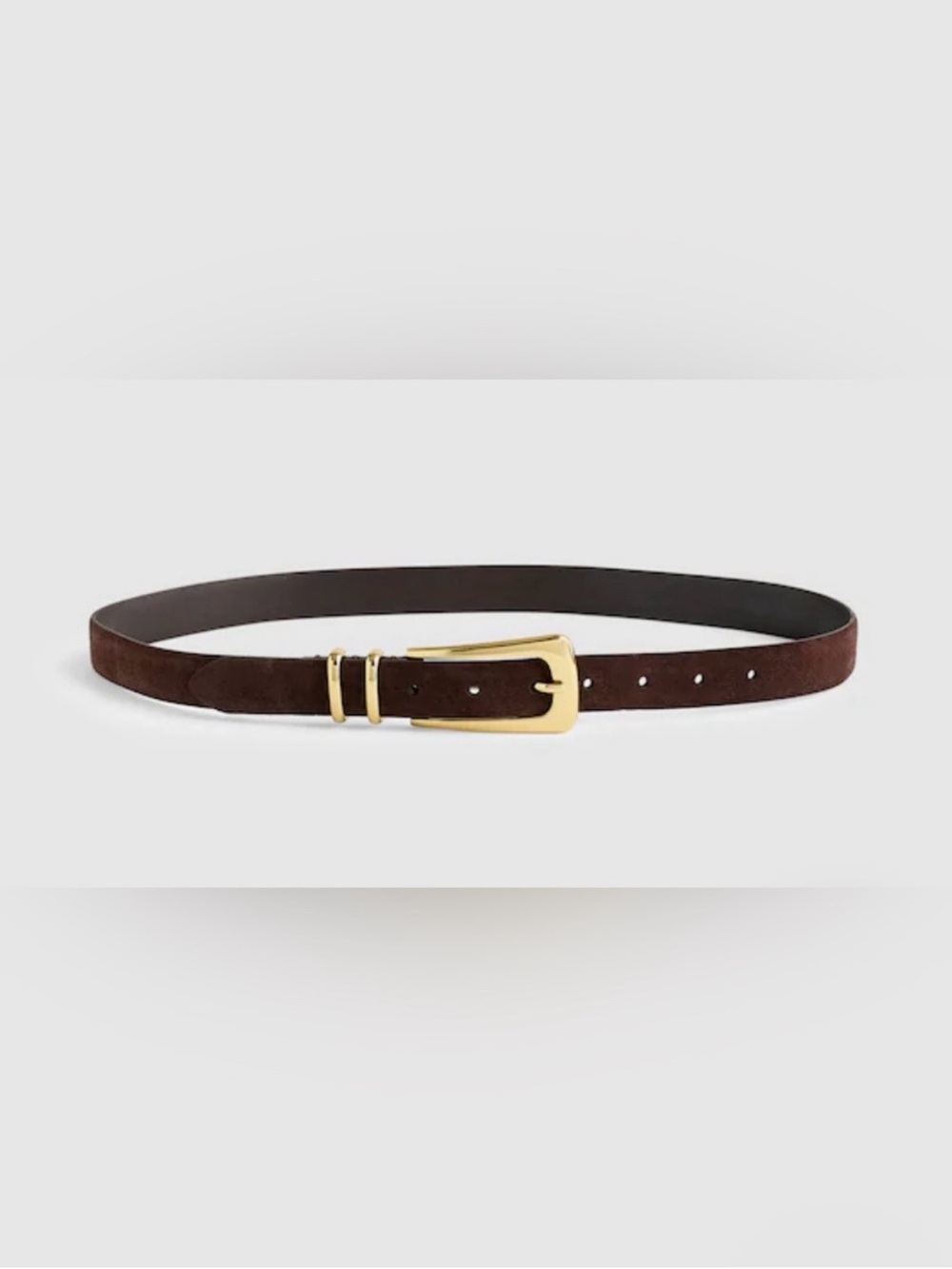 Madewell Dark Brown Suede Belt with Gold Buckle - NWT - size large
